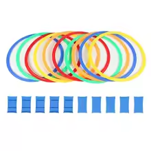 Bambini all'aperto Divertenti addestramento fisico Giocattoli sportivi Reticolo Anello di salto Set Gioco con 10 cerchi 10 connettori per giochi in parco Ragazzi Ragazze