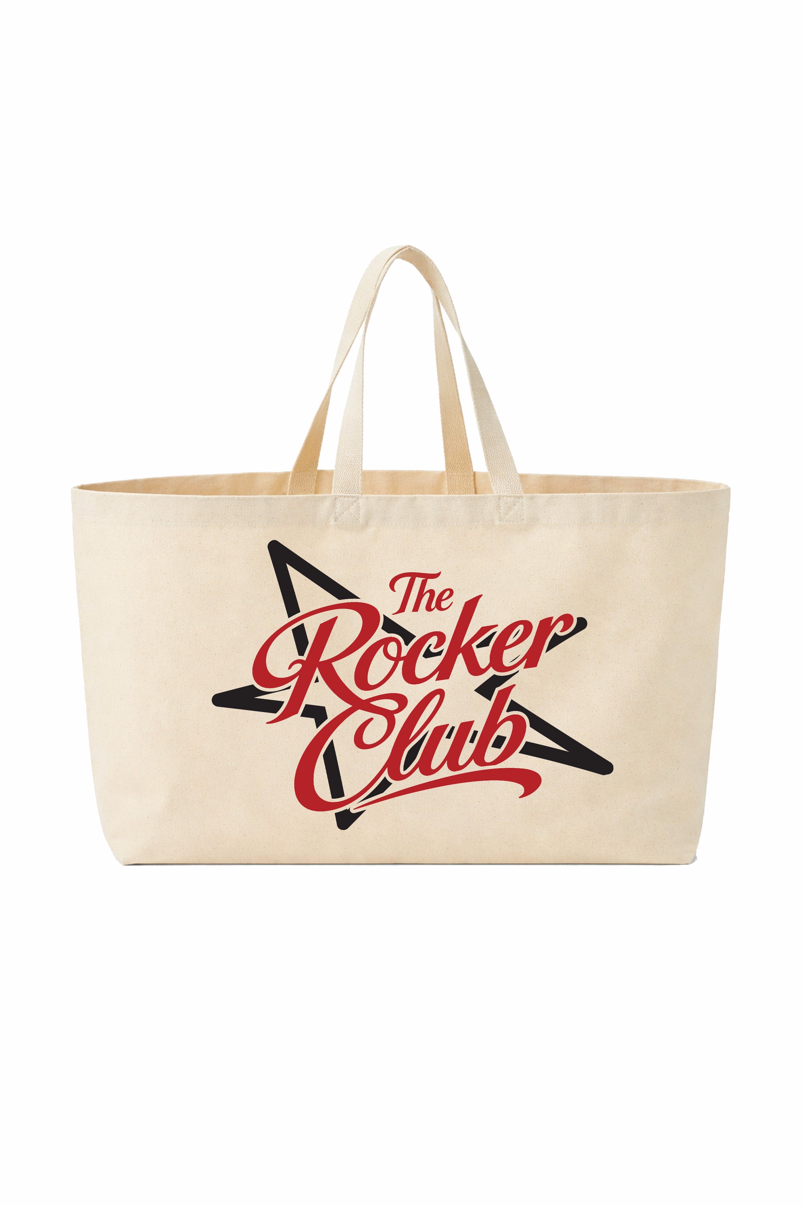 Oversized Canvas Tote Bag "The rocker club" Natural