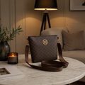 Borsa a secchiello retrò con stampa integrale a forma di M - Borsa a tracolla in stile business di lusso leggero - Borsa dal design semplice e di grande capacità