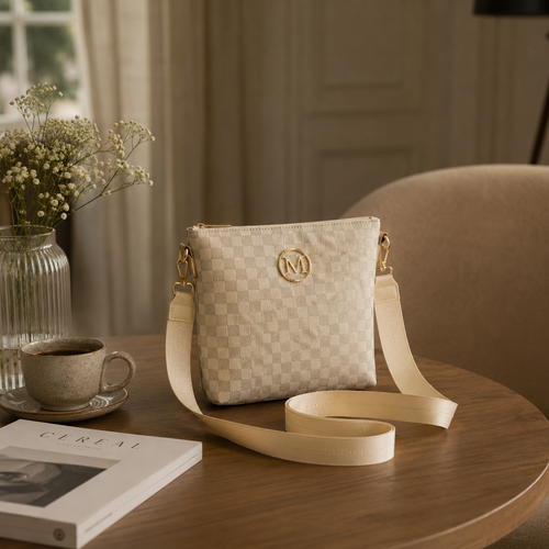 Borsa a secchiello retrò con stampa integrale a forma di M - Borsa a tracolla in stile business di lusso leggero - Borsa dal design semplice e di grande capacità